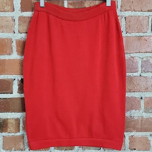 Barrie knitted red cotton pull-on pencil skirt 38 - Picture 1 of 6